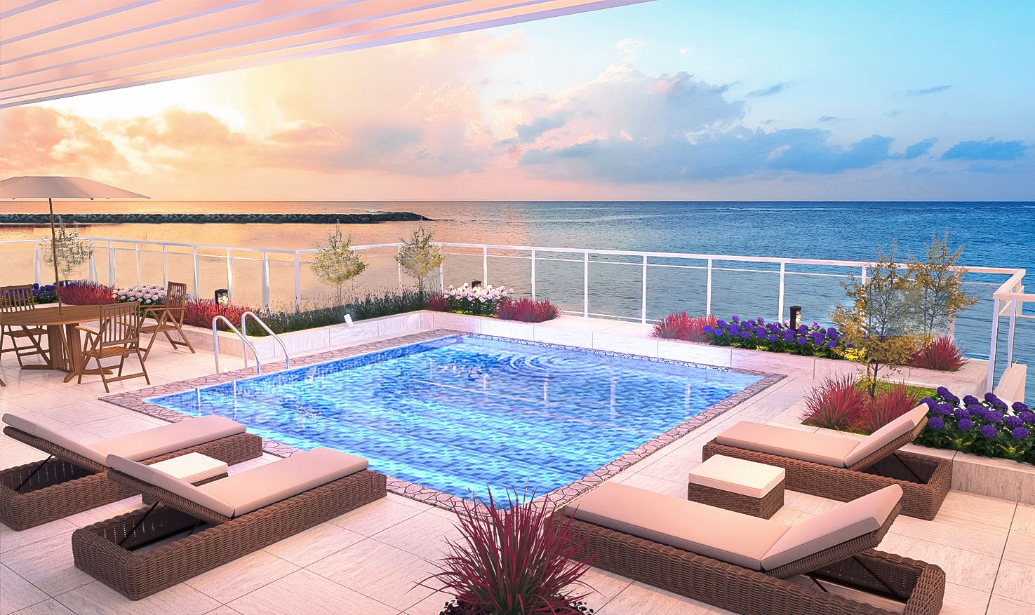 Penthouse pool with the Gulf beyond